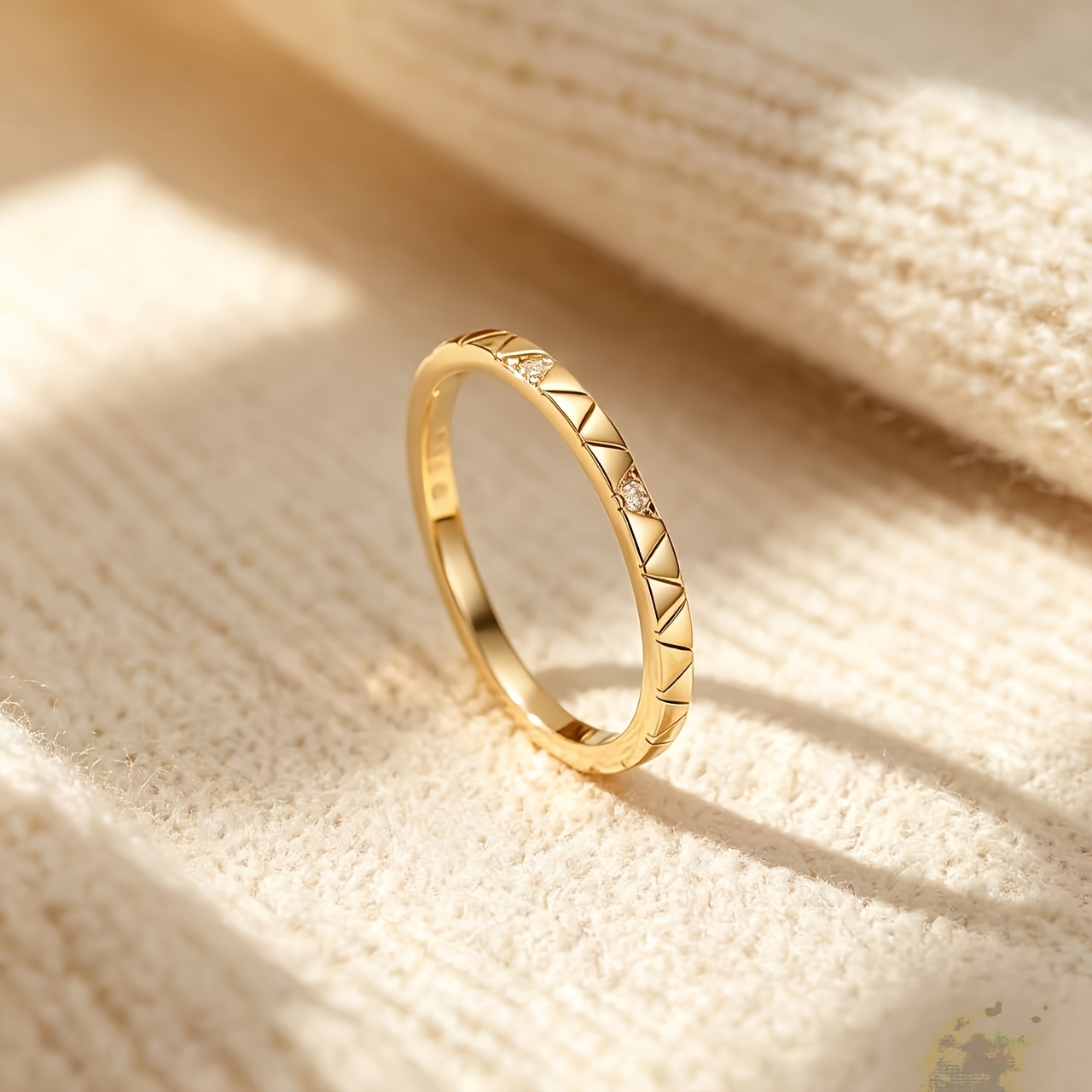 Women's 18K Gold Plated Geometric Triangle Cut Ring, Stylish